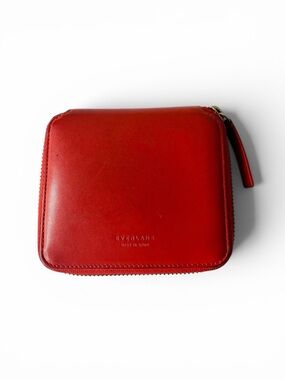 ★ Everlane Fashion Forward Limited Edition Square Zip Casual Leather Wallet Red★